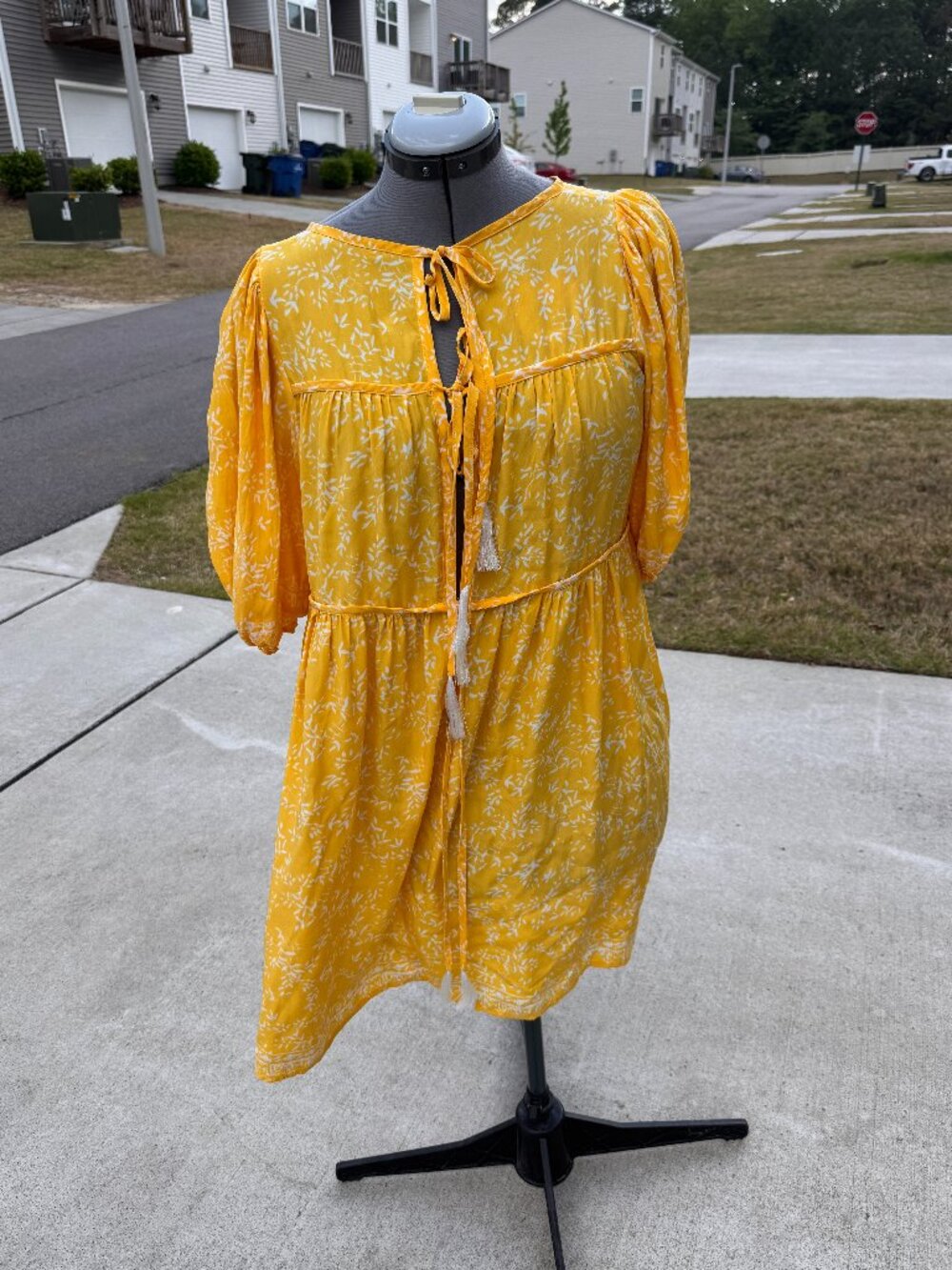 Natalie Martin Stevie Dress in Bamboo Sun - Silk Floral Mini Dress 100% Silk